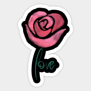 Pink Rose Love, Valentine's Day, Romance, Romantic Design Sticker